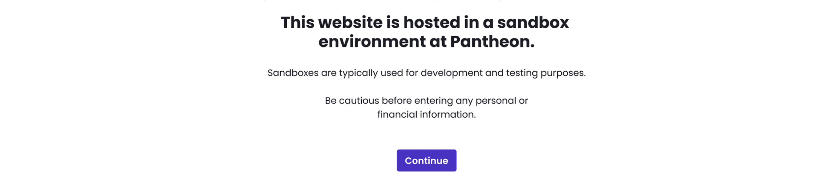 screenshot of warning message