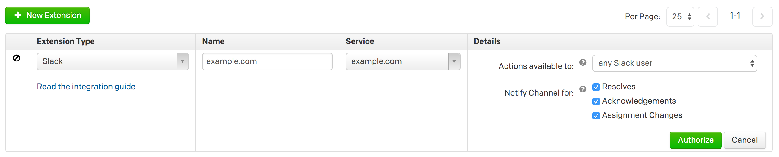 Add slack extension