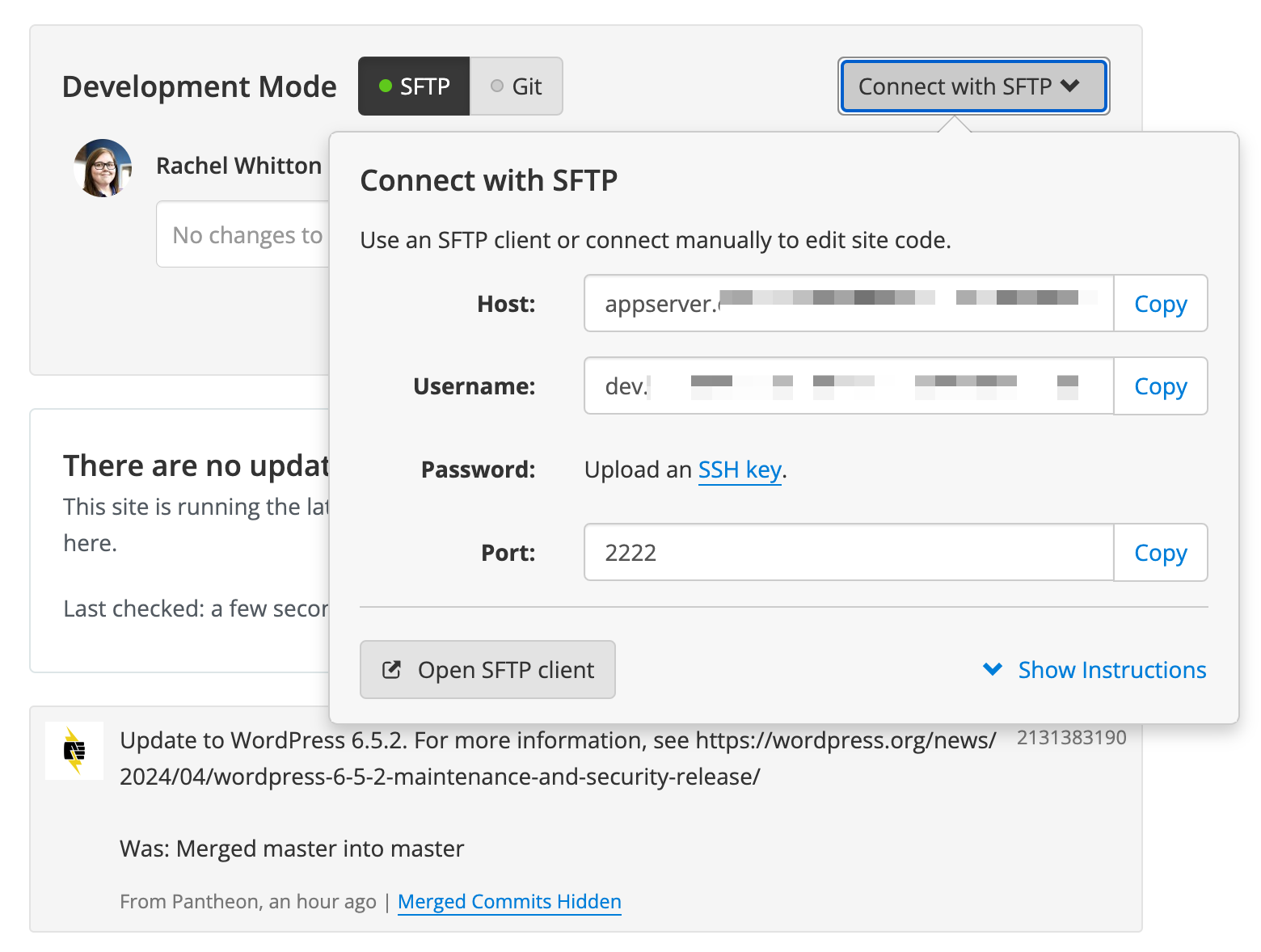 SFTP Connection Data